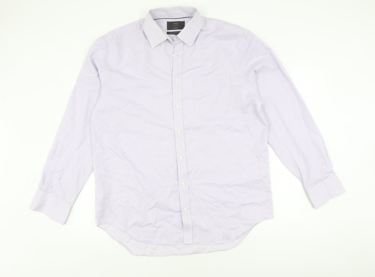 Marks and Spencer Men's White Check Regular Fit Shirt