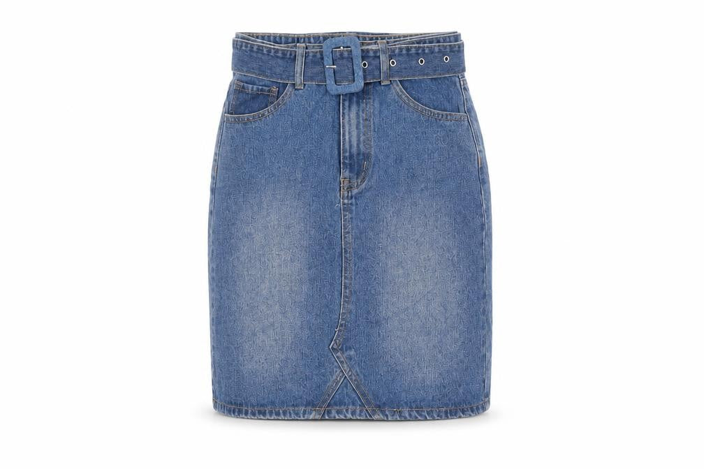 Boohoo Women's Blue Denim Pencil Skirt, Tall UK 6, Casual