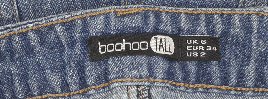 Boohoo Women's Blue Denim Pencil Skirt, Tall UK 6, Casual