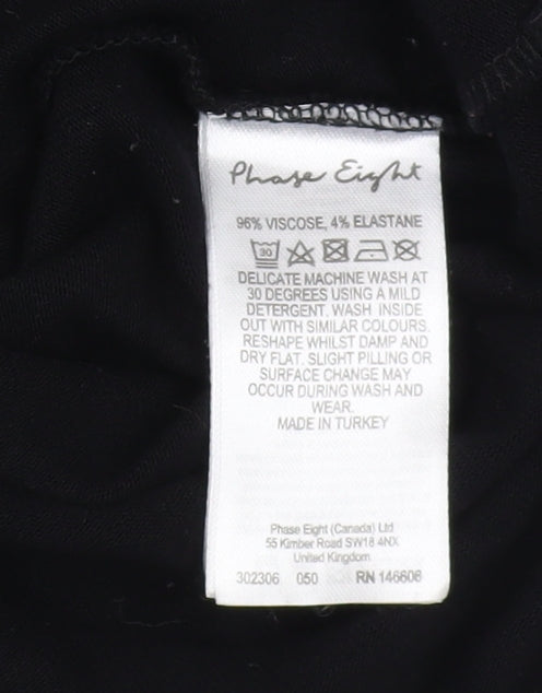 Phase Eight Black Viscose Tunic, S, Women's 3/4 Sleeve