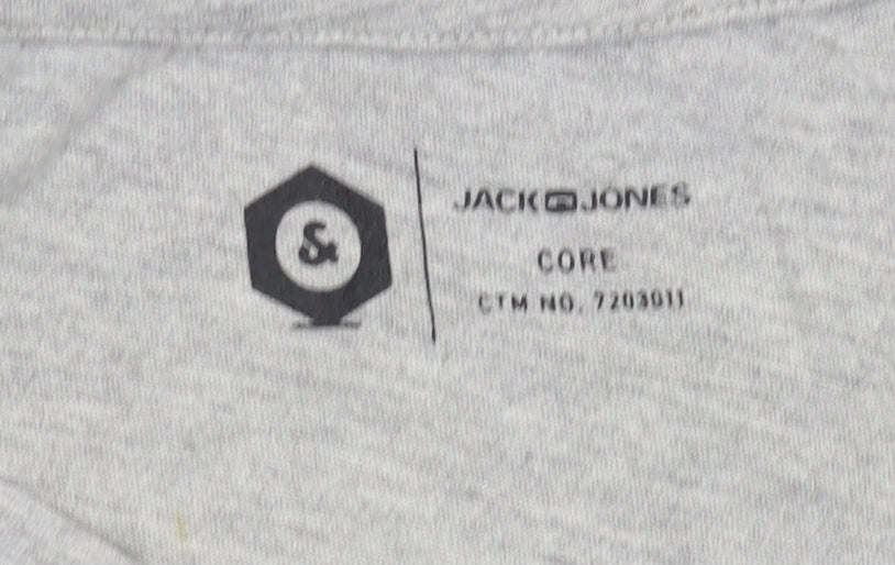 Jack & Jones Men's Grey T-Shirt, L, Breathable Jersey