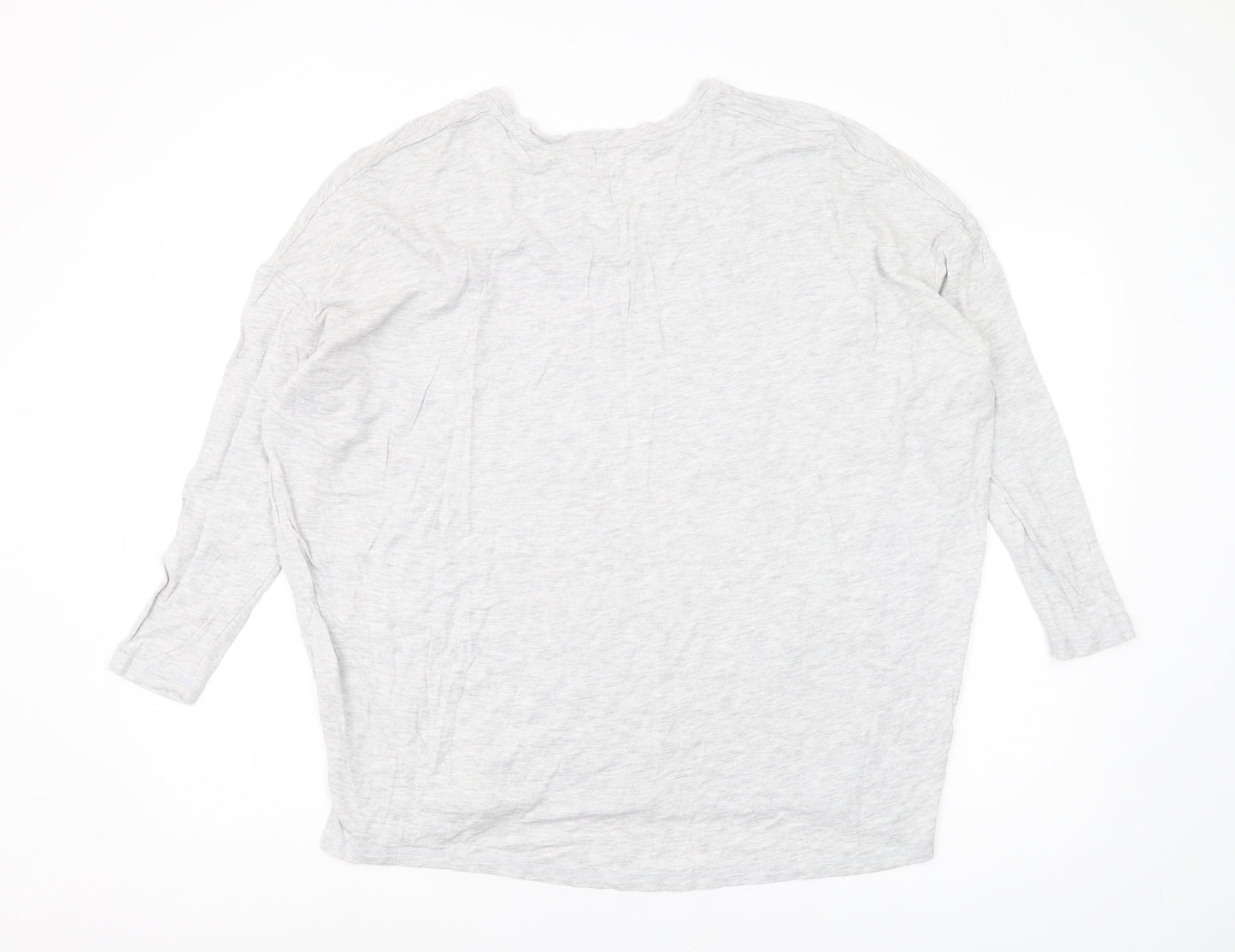 hush Women's Grey V-Neck T-Shirt, S, Casual Stretch Pullover