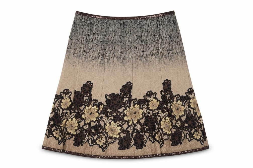 Ibo London Women's Flare Skirt, Size 14, Brown Floral