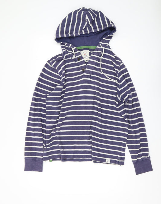 Joules Women’s Blue Striped Henley Hoodie M