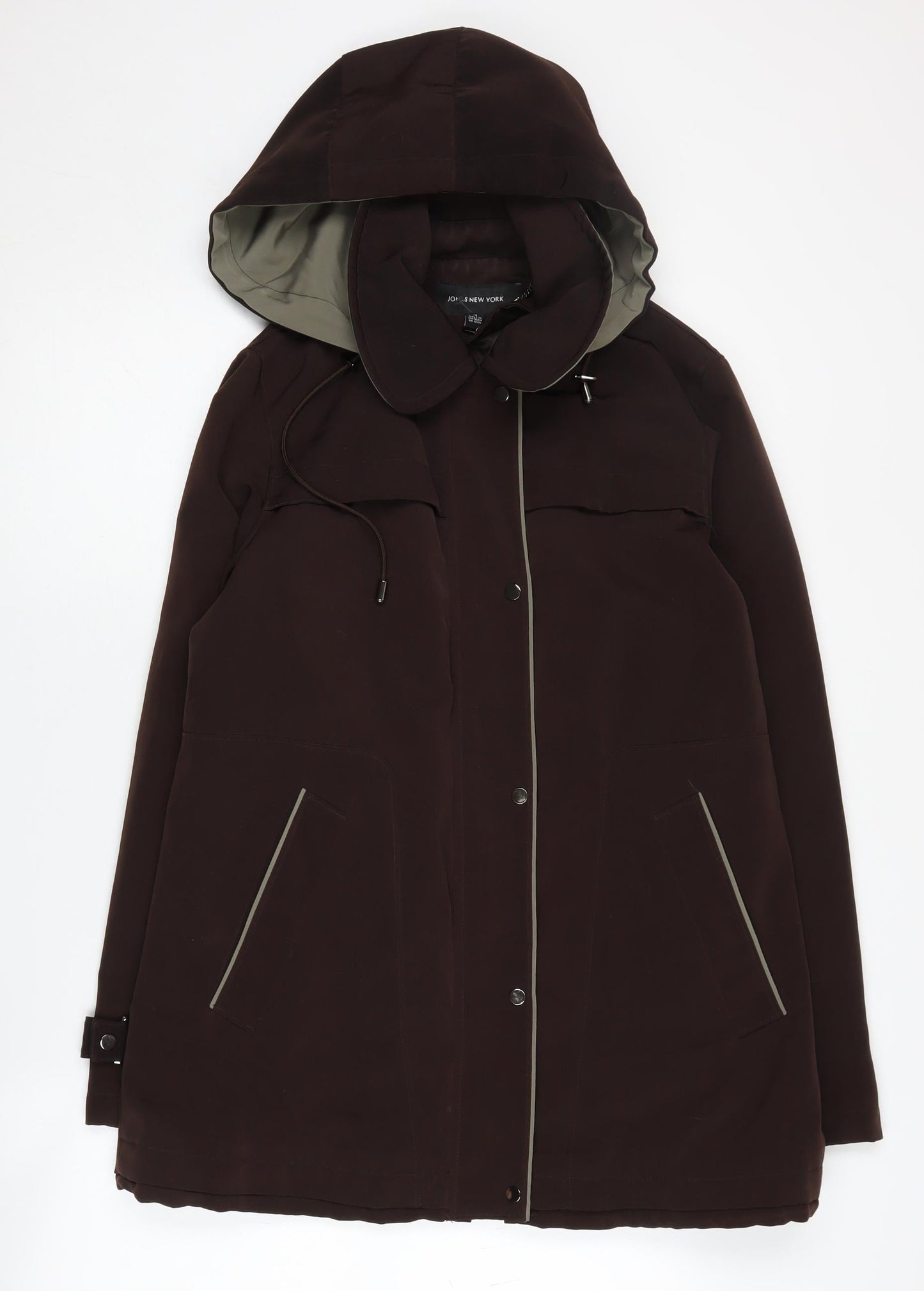 Jones New York Women's Brown Hooded Parka Coat M