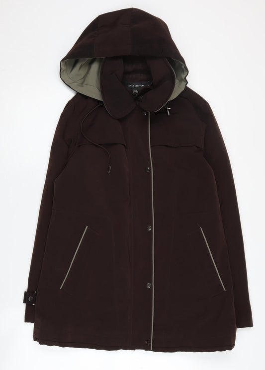 Jones New York Women's Brown Hooded Parka Coat M
