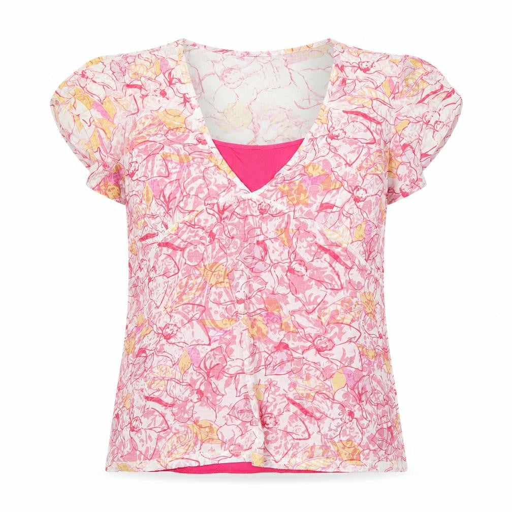 Marks and Spencer Women's Pink Floral V-Neck Top Size 14