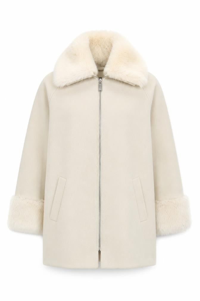 River Island Women's Ivory Biker Coat Size 6