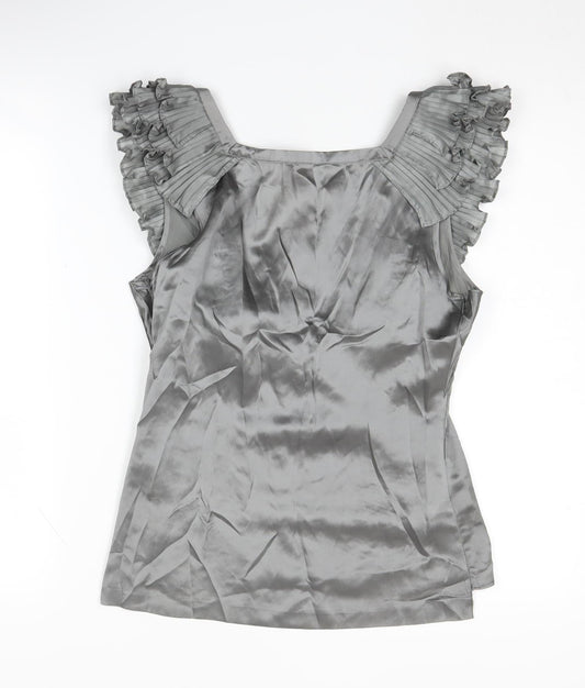 Ted Baker Women's Grey Sleeveless Ruffle Blouse