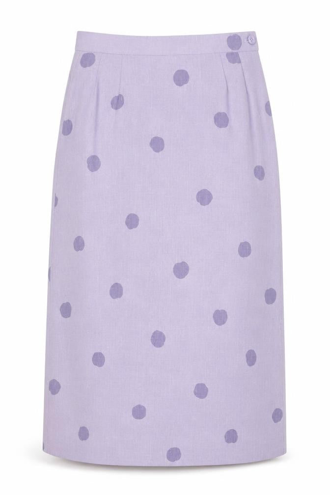 Country Casuals Women's Purple Polka Dot Midi Skirt