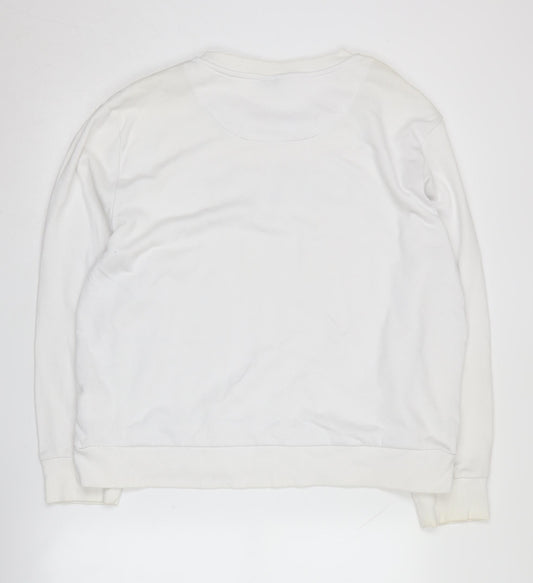 DKNY Women's White Logo Pullover Sweatshirt XL