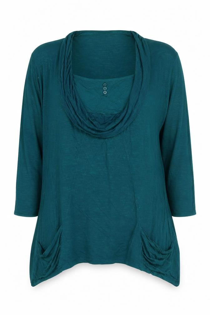 Epilogue Women's Green Cowl Neck Jumper Size 16