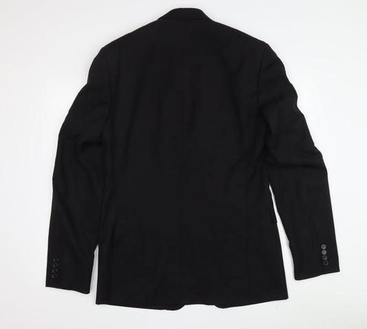 Studio Italia Men's Black Wool Blazer, Size 38L, Formal