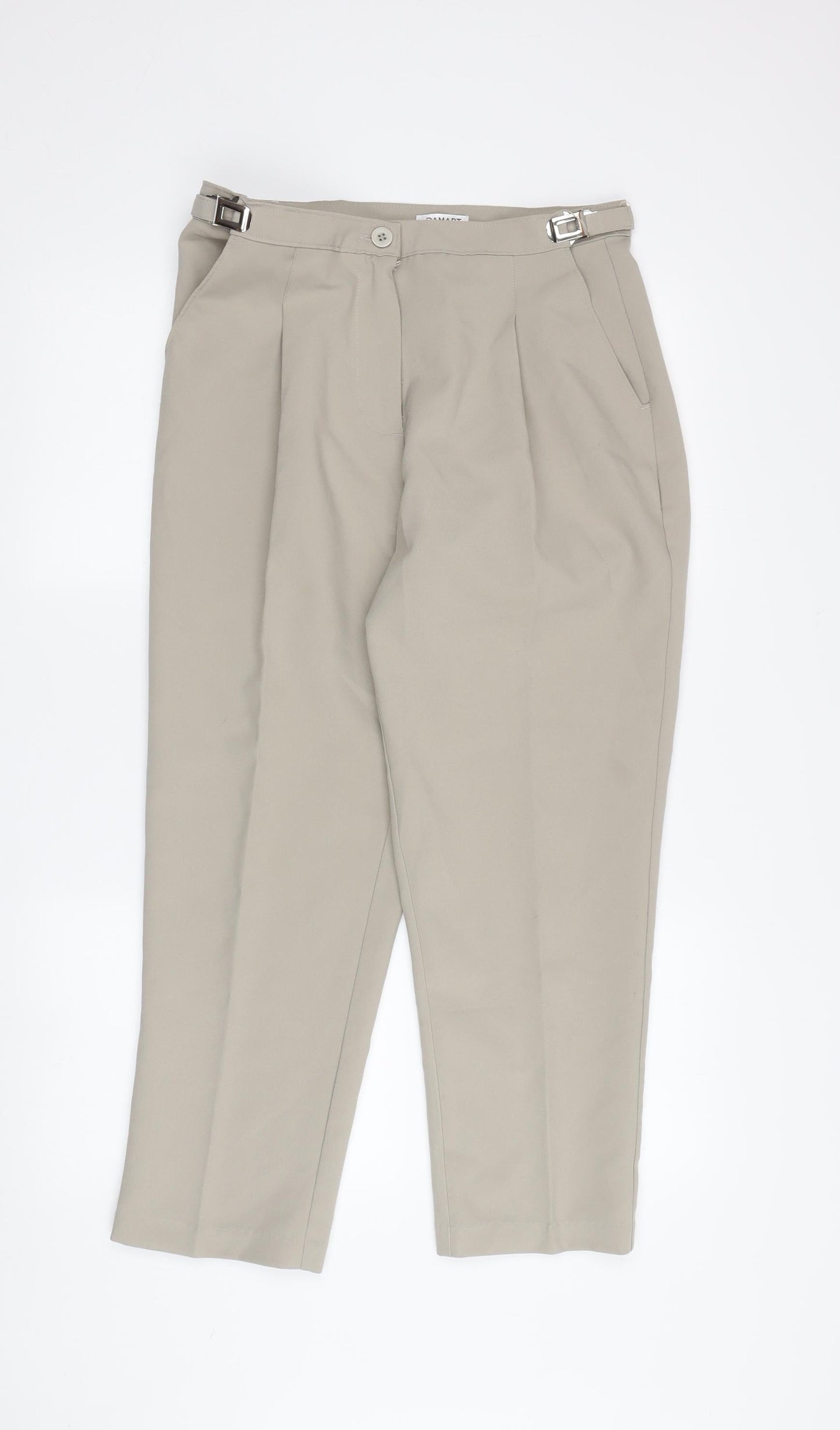Damart Women's Beige Regular Fit Pleated Trousers