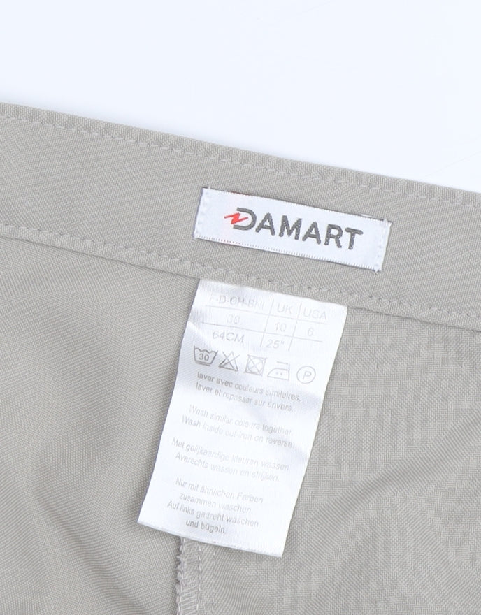 Damart Women's Beige Regular Fit Pleated Trousers