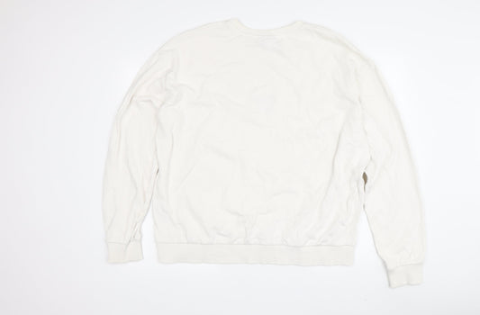 Topshop Women's White Pullover Sweatshirt, Size L, Butterfly Theme