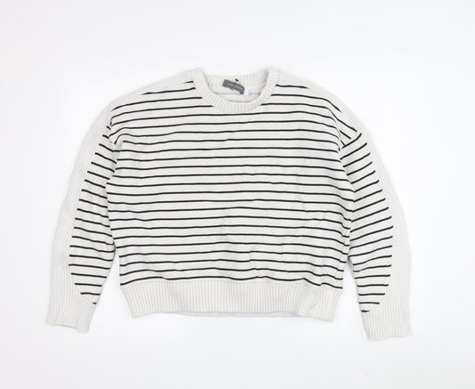 Mint Velvet Women's White Striped Pullover Sweatshirt L