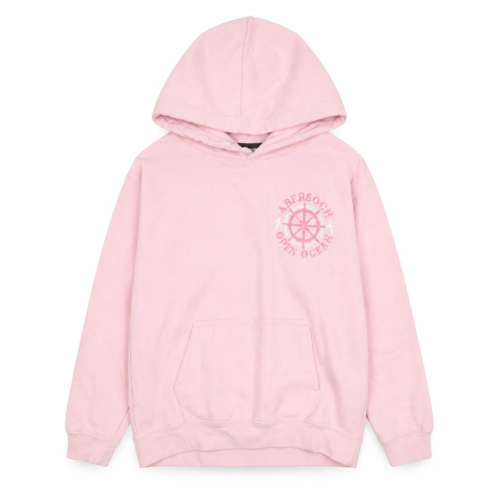 Front view of O'Shea girls’ pink nautical graphic hoodie l