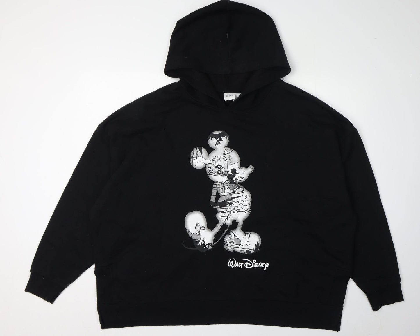 Disney Unisex Black 2XL Logo Hoodie Pullover Casual