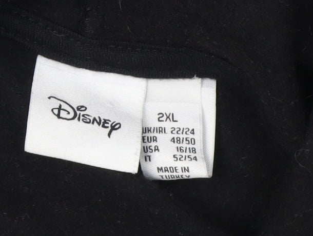 Disney Unisex Black 2XL Logo Hoodie Pullover Casual