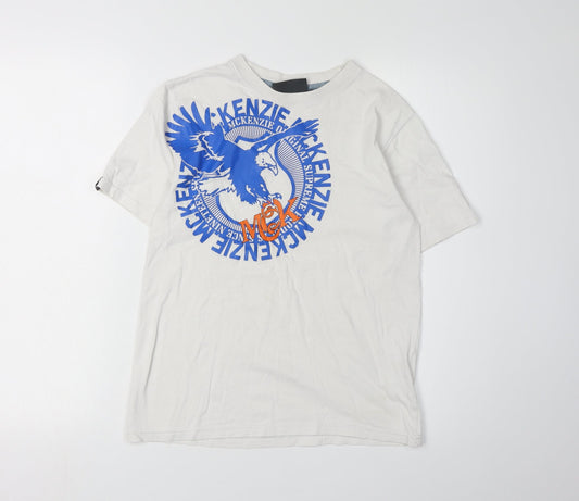 McKenzie Boys White Graphic Print T-Shirt M