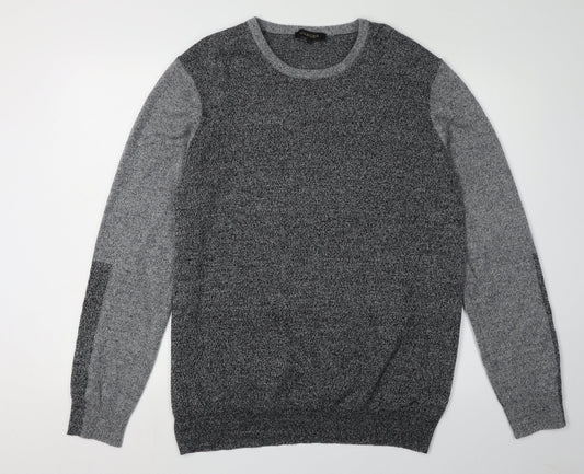 Jaeger Men's Grey Wool Pullover Jumper, L, Crew Neck