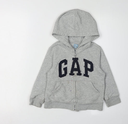 GAP Boys Grey Full Zip Hoodie, 4 Years, Cotton Blend