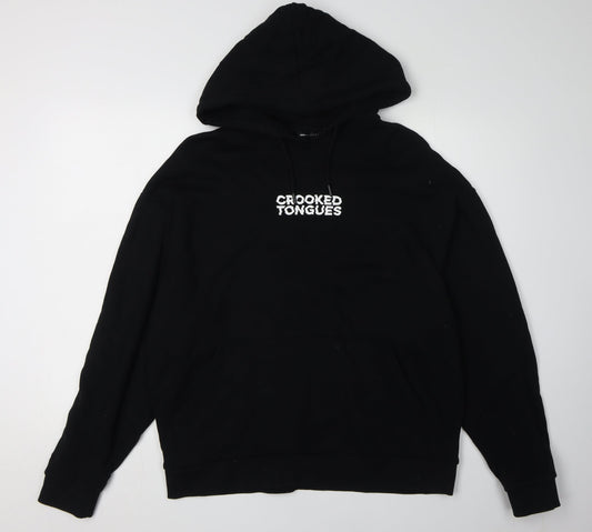 Crooked Tongues Men's Black Hoodie L Pullover Fleece
