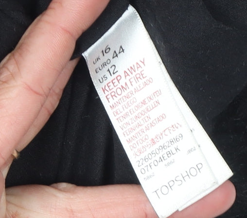 Topshop Women's Black Long Coat UK 16, Autumn/Winter Wear