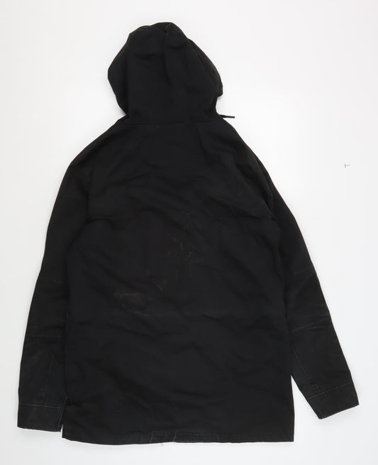Brave Soul Men's Black Cotton Parka, Size S, Hooded Casual Coat