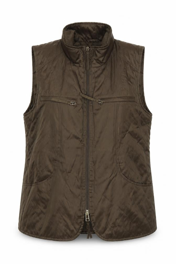 Womens UK Size 12 Regular Lakeland Brown Polyester Blend Waistcoat