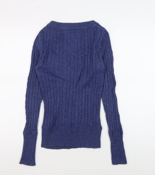 Superdry Women's Blue Cable-Knit Pullover Jumper XS