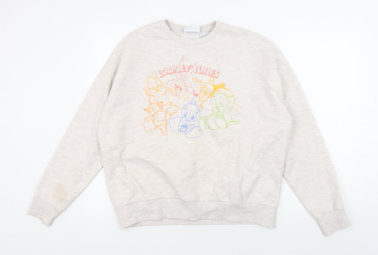 Looney Tunes Women's Beige Pullover Sweatshirt L