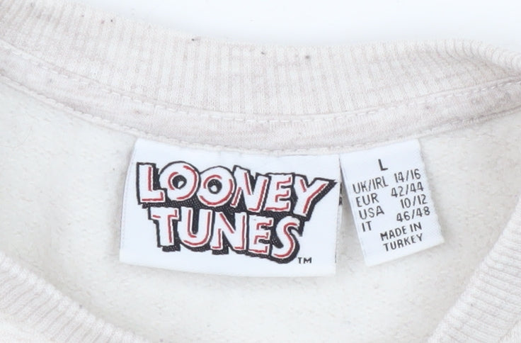 Looney Tunes Women's Beige Pullover Sweatshirt L
