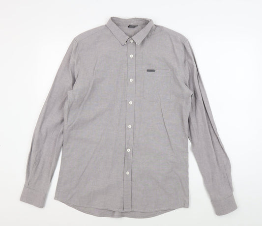 Firetrap Men's Grey Button-Up Shirt, M, Casual Style