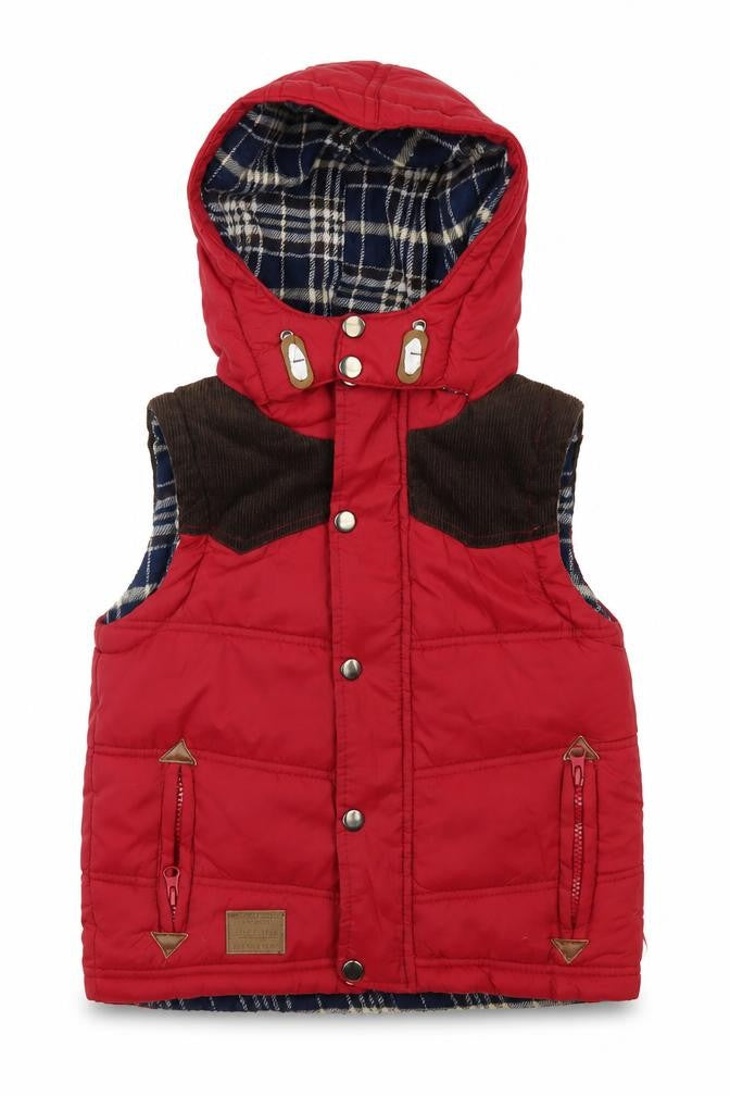 Rebel Boys Red Puffer Jacket 5-6 YRS Hooded Lined Winter Coat