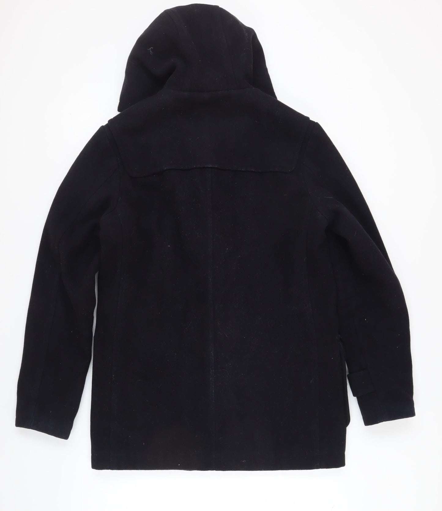 ASOS Unisex Black Duffle Coat with Hood, Size M