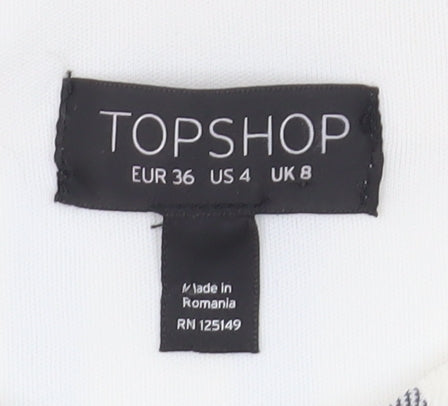 Topshop Women's Multicoloured Stripe Pencil Skirt Size 8