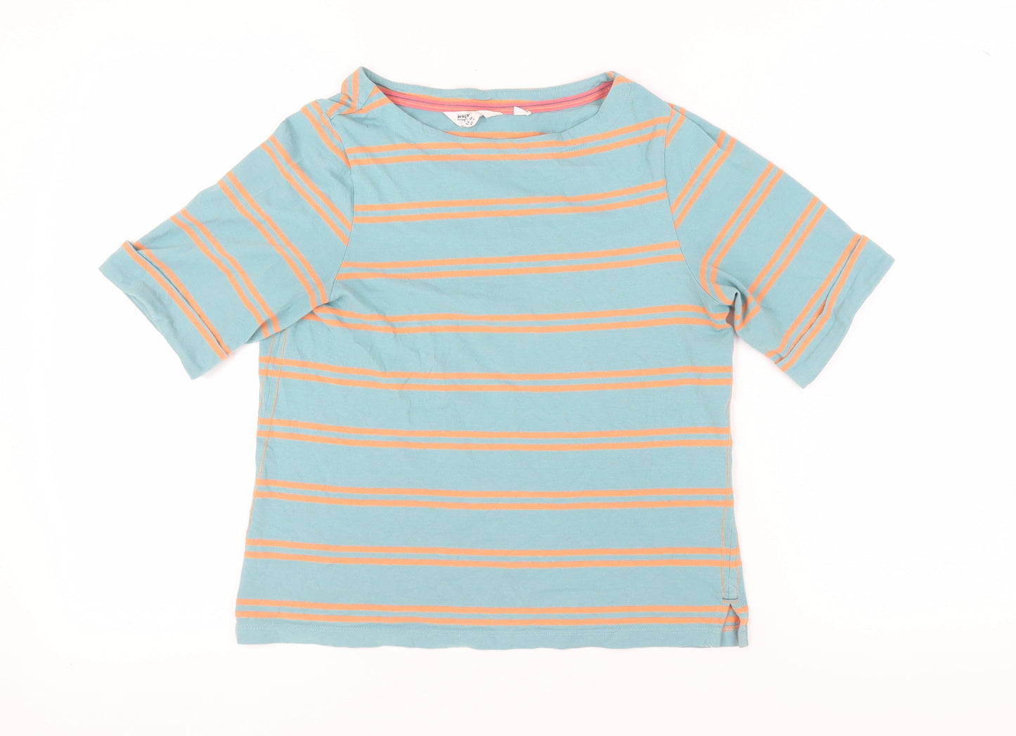 White Stuff Women's Blue Striped T-Shirt, Size 8