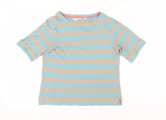 White Stuff Women's Blue Striped T-Shirt, Size 8