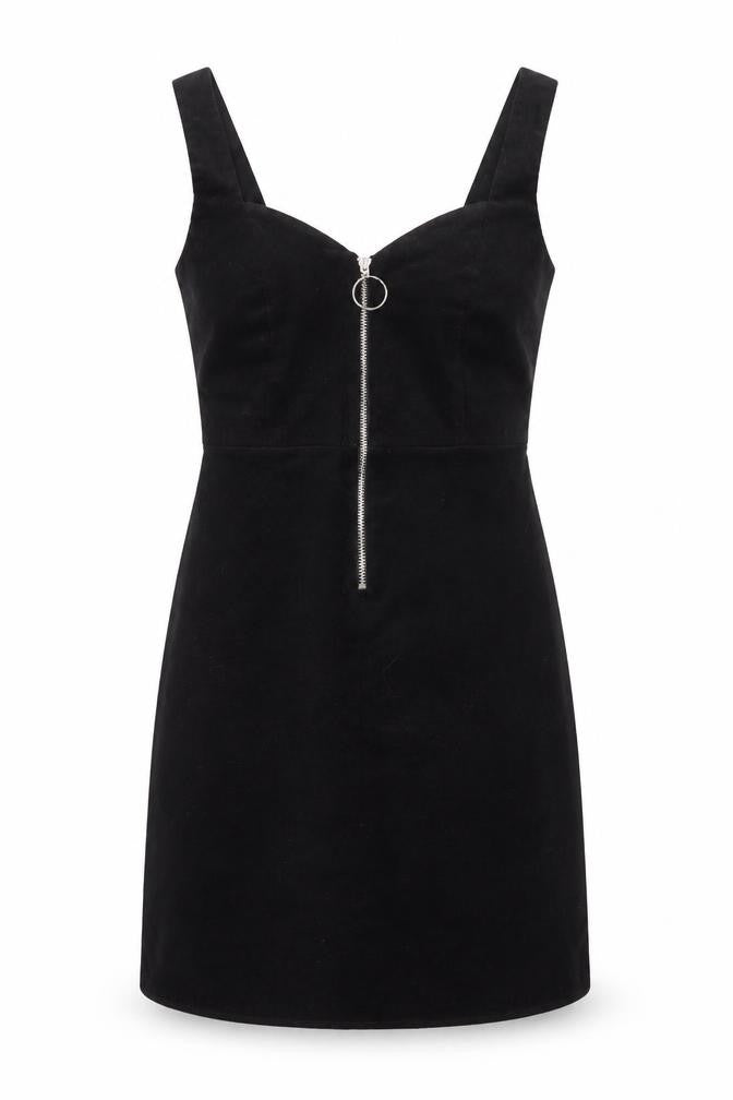 Front view of Topshop Black Pencil Dress, size 8, Strappy Sleeveless