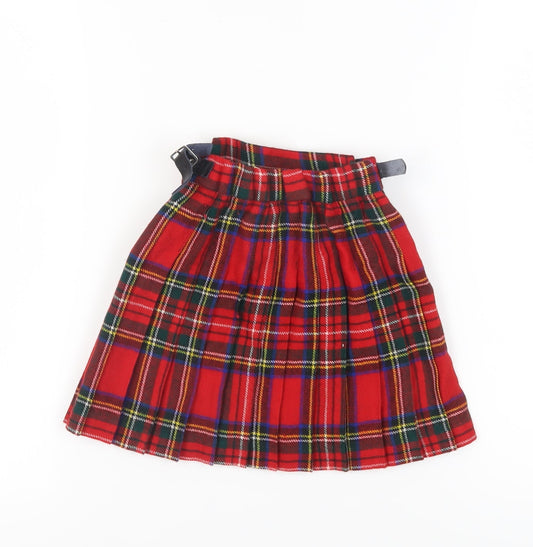 James Pringle Girls Red Wool Pleated Skirt, Age 4