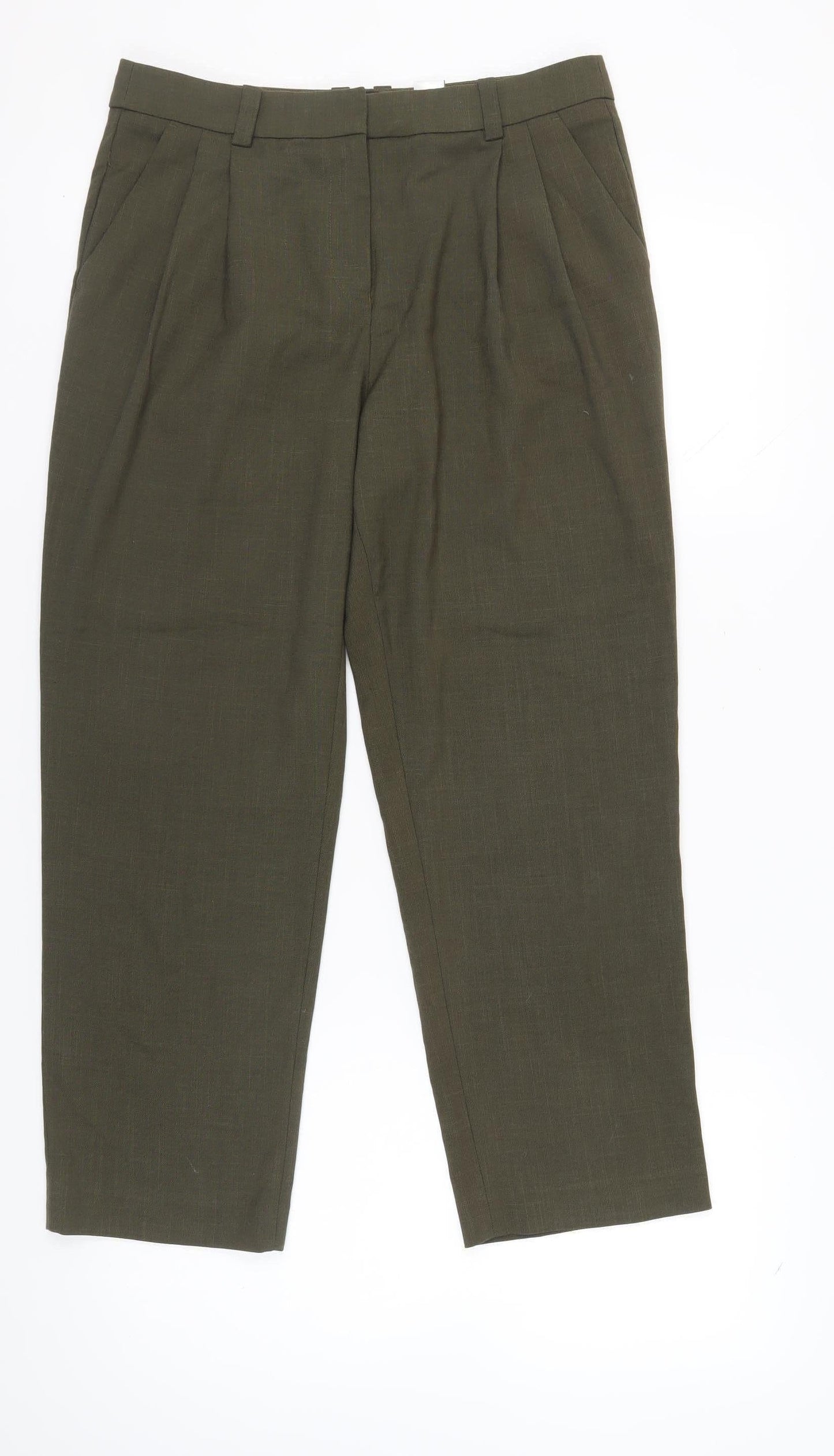 Next Women's Green Trousers Size 10L with Pockets