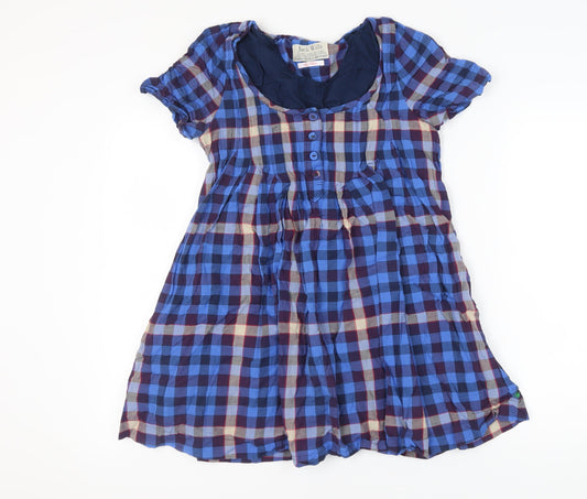 Jack Wills Women's Blue Check A-Line Dress Size 12