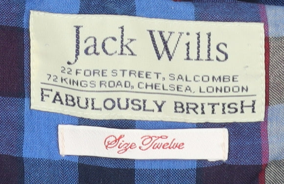 Jack Wills Women's Blue Check A-Line Dress Size 12