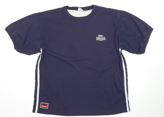 Lonsdale Men's Blue T-Shirt, Size L, Crew Neck