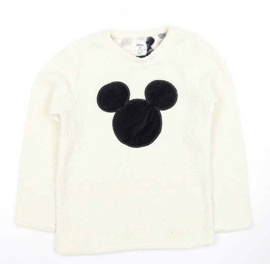 Disney Women's White Fleece Mickey Mouse Lounge Top