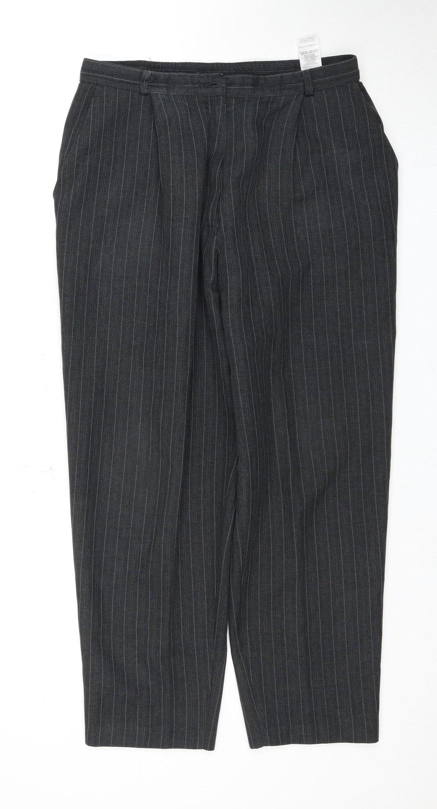 Marks and Spencer Grey Women's Striped Trousers Size 16