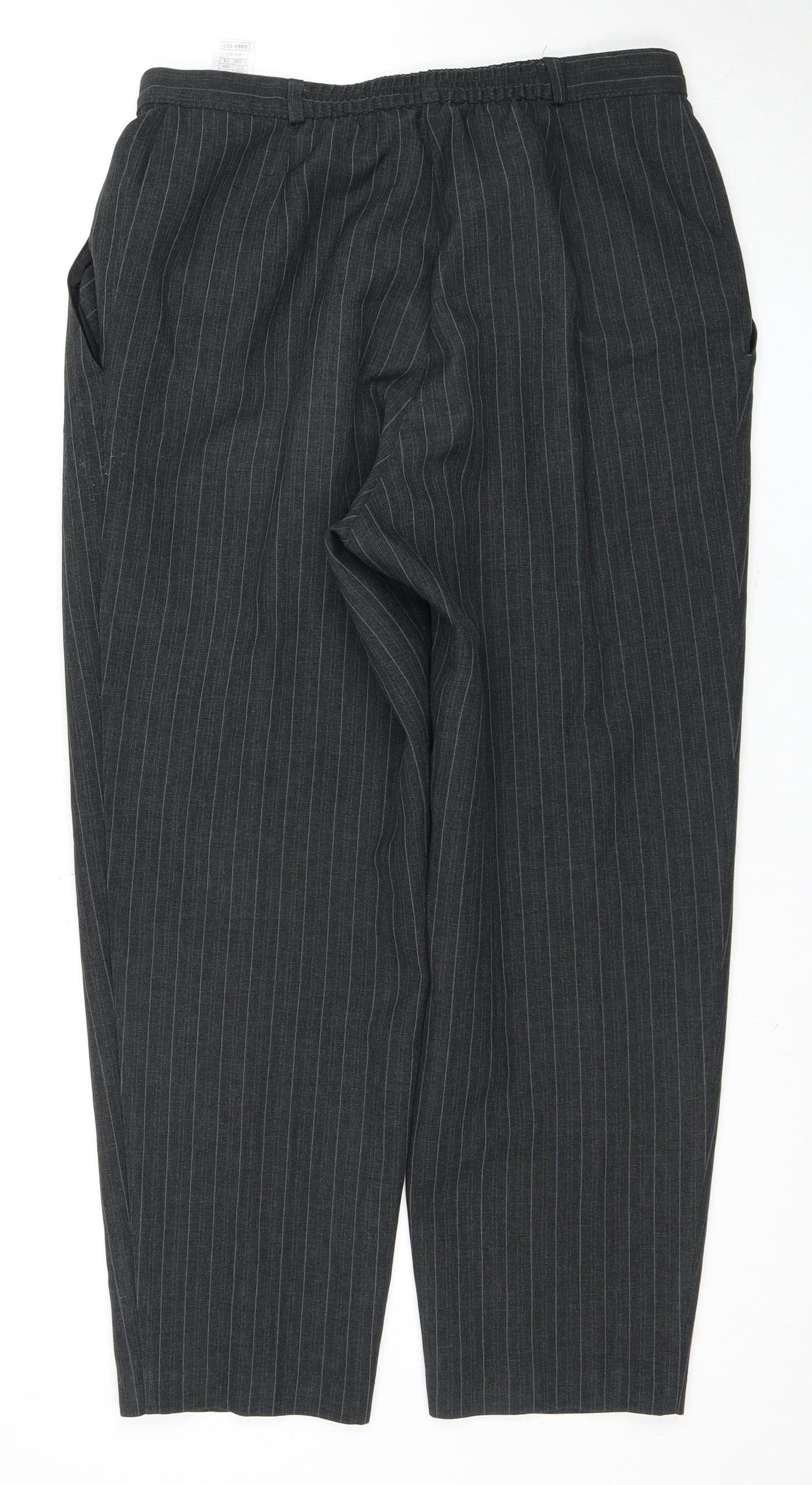 Marks and Spencer Grey Women's Striped Trousers Size 16