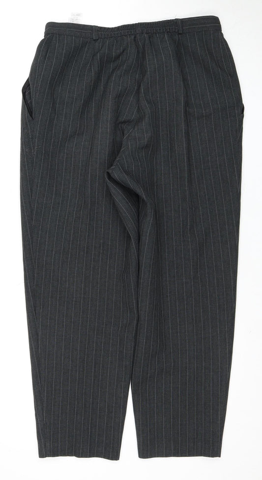 Marks and Spencer Grey Women's Striped Trousers Size 16